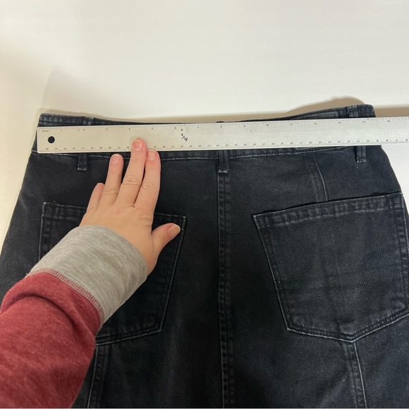 6 American Eagle Black Denim Mini Skirt Button Down Skirt Pockets Hi-Rise A-Line - Picture 10 of 15